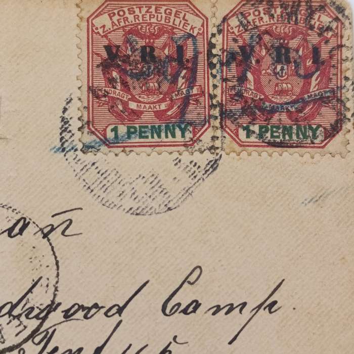Pair of Boer War POW Covers stuck back - one side to 3 Lawson, POW, Deadwood Camp, St Helena
