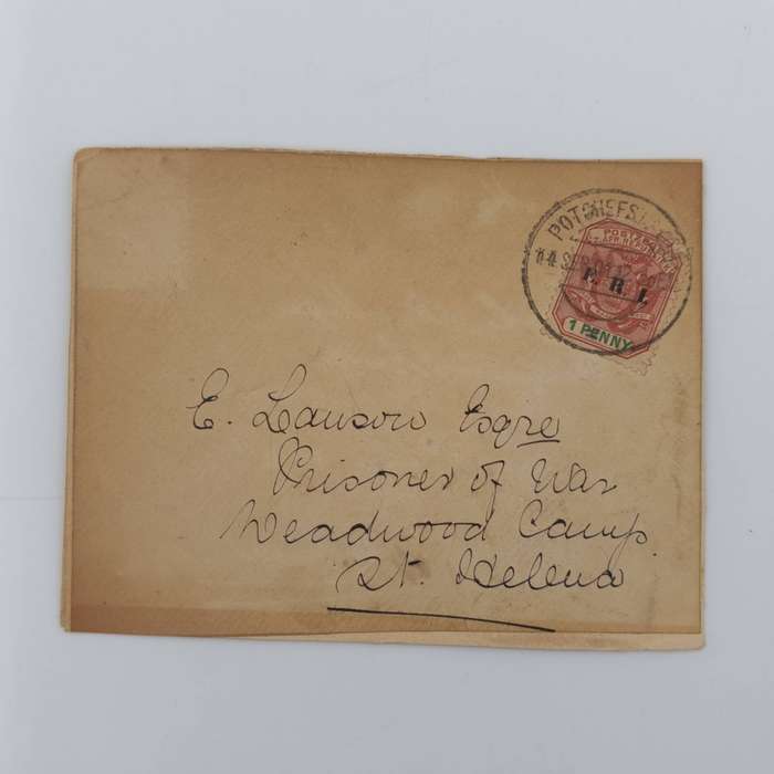 Pair of Boer War POW Covers stuck back - one side to 3 Lawson, POW, Deadwood Camp, St Helena