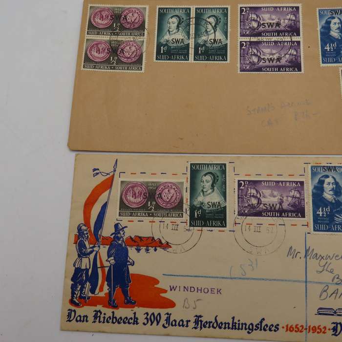 Lot of 4 different 1952 van Riebeeck Festival First Day Covers for SWA