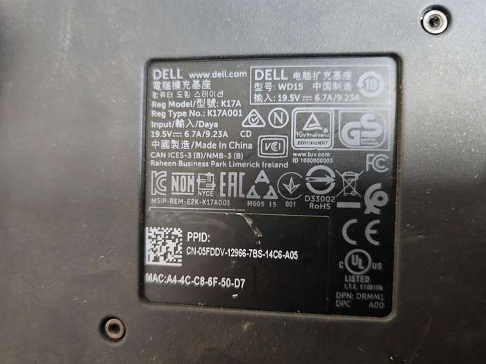 Dell K17A - WD15 Docking StationDell K17A - WD15 Docking Station - Spares or repairs