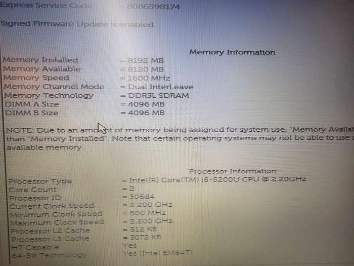 Dell Laptop i5-5200U  8GB RAM  240GB SSD  Win 10 Pro