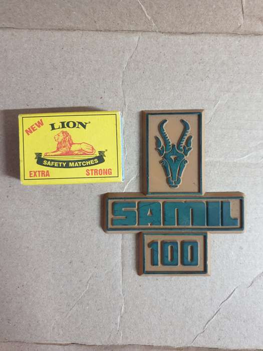 very scarce 100% original SADF era SA Army SAMIL 100 (mil truck) 3D plastic truck bonnet badge