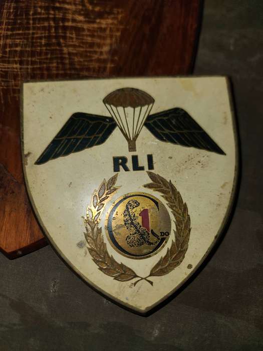 100% period original Rhodesian Bushwar era RLI unit plaque 1 Cmndo aged & glue loose scroll missing