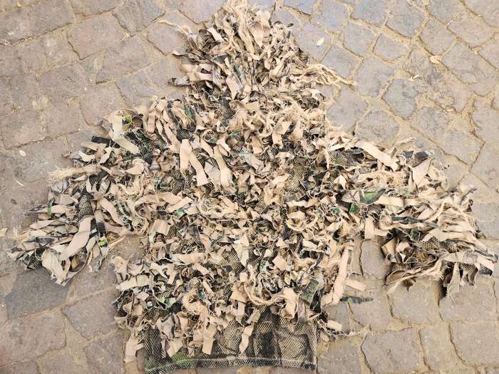 good used condition quality (COS) medium size sniper ghillie top custom garnish added with mesh base
