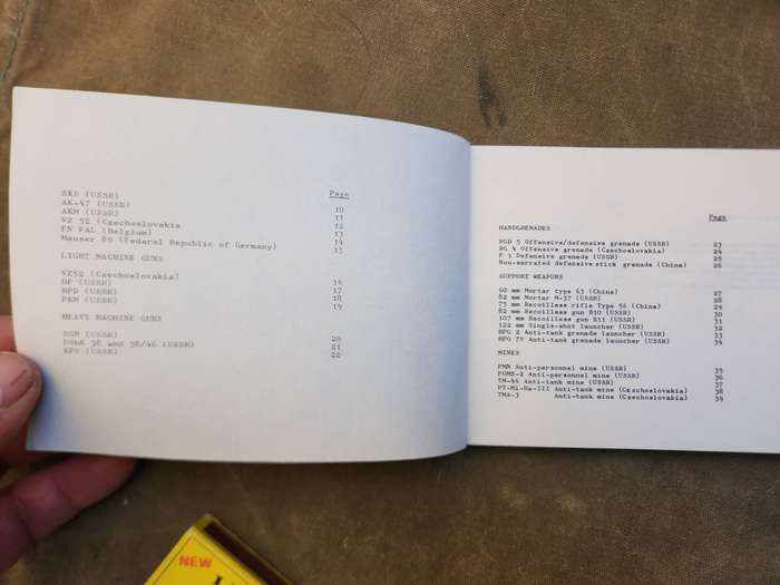 100% original SWA/Angola border war era SADF issued small FPLM (Moz) weapons recognition manual