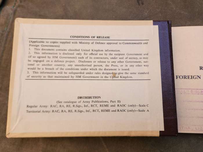 original stamped "MASTER COPY" SADF library obsolete USSR weapon ID manual UK MoD issue dd 1964