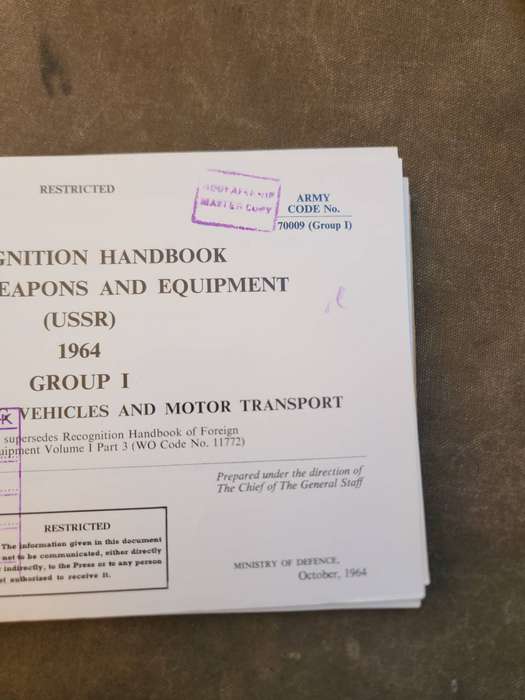 original stamped "MASTER COPY" SADF library obsolete USSR weapon ID manual UK MoD issue dd 1964