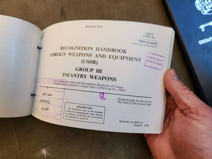 original stamped "MASTER COPY" SADF library obsolete USSR weapon ID manual UK MoD issue dd 1964