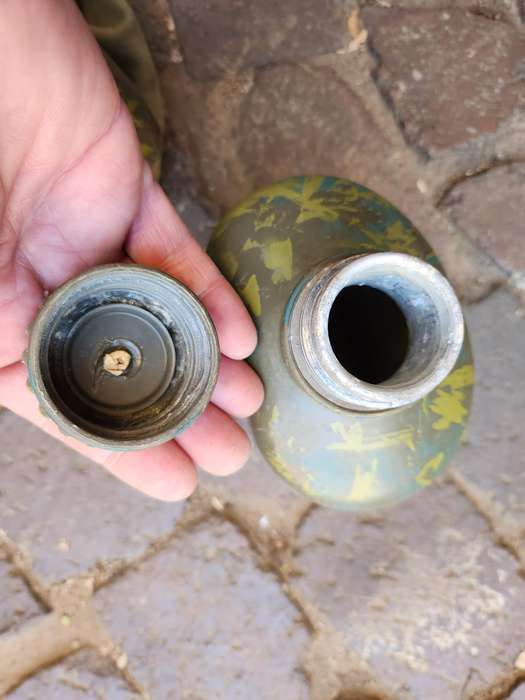original Rhodesia bushwar era used patt 69 canteen carrier & SADF style patt 61/64 canteen (camo'ed)
