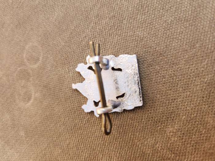 100% original less common & not often seen Rhod coat-of-arms stay-brite type badge used by many Govt