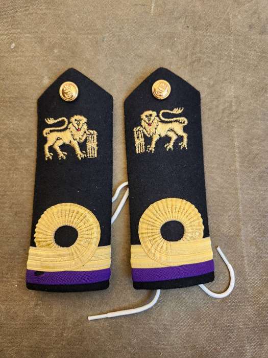 pair of original SADF era SA Navy (SAN) junior (NSM/ NDP?) Chaplain officers rank boards - good cond