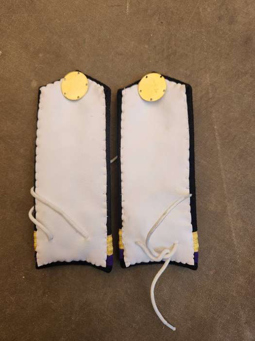 pair of original SADF era SA Navy (SAN) junior (NSM/ NDP?) Chaplain officers rank boards - good cond
