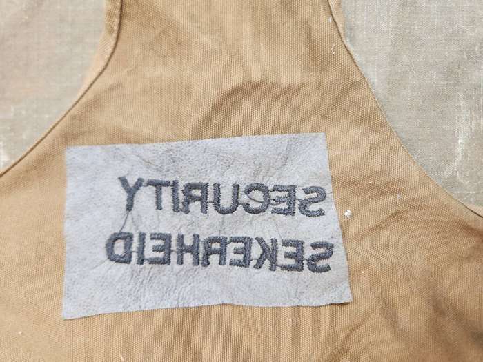unused hard to find 100% original SADF era nutria field-dress SECURITY arm brassard SAAF or SAN use?