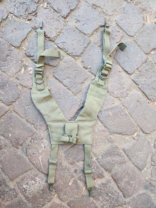 100% original patt 61/64 padded SADF era webbing shoulder straps/yoke - rarely seen mnfr ink stamps!