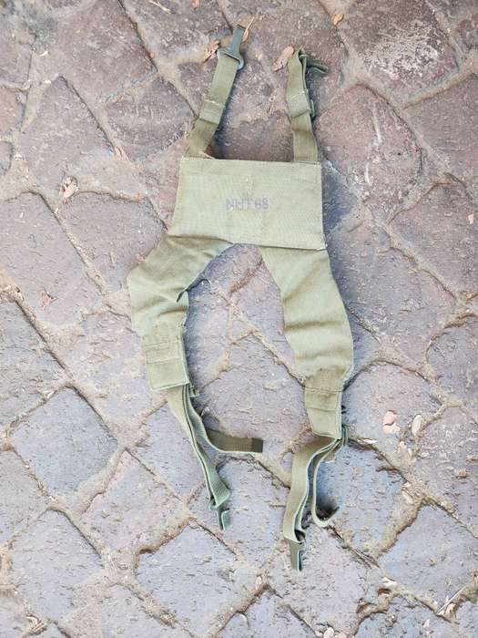 100% original patt 61/64 padded SADF era webbing shoulder straps/yoke - rarely seen mnfr ink stamps!