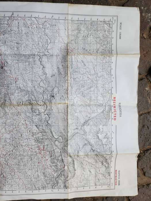 original Rhodesia bushwar era paper 1:50 000 scale topo map KAPATA in folded good clean condition