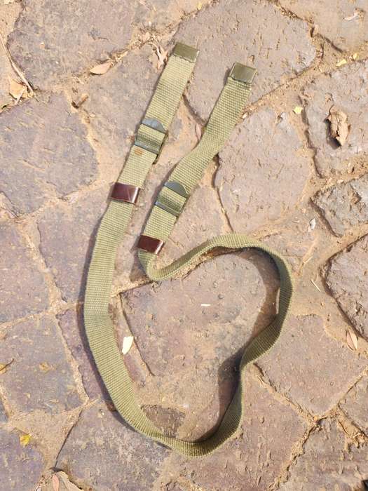 local made/type SADF era used simple cotton canvas UZI (SMG) weapon sling/belt in as new unused cond