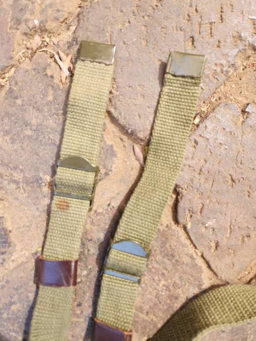 local made/type SADF era used simple cotton canvas UZI (SMG) weapon sling/belt in as new unused cond