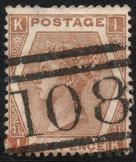 GREAT BRITAIN 1872 SG122 6d DEEP CHESTNET(PLATE 11) - VFU CV £125(2017)