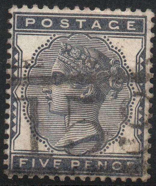 GREAT BRITAIN : 1880 SG169 5d INDIGO - VFU - CV £175(2017)