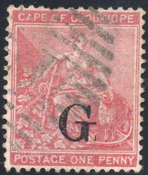 Griqualand West SG5b 1d Carmine-red with o/p type 2 - VFU - CV £65