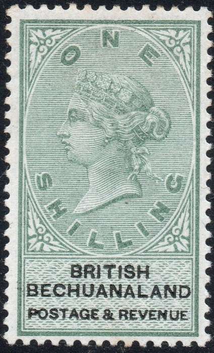BECHUANALAND 1897 SACC15 1/- GREEN & BLACK MM CV R800