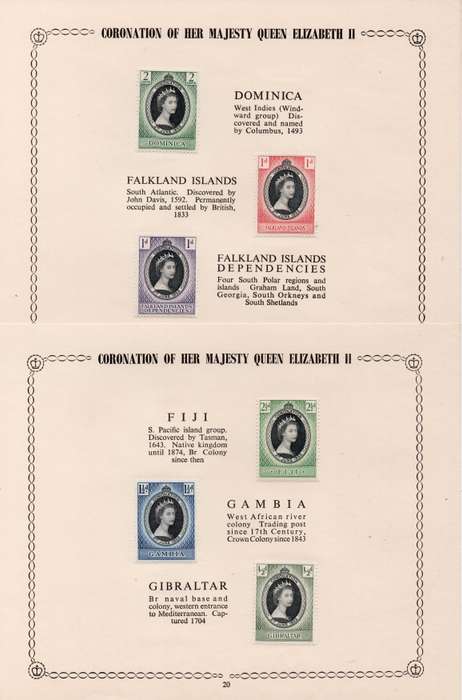 GREAT BRITAIN 1953 COMPLETE OMNIBUS CORONATION ISSUE IN SMALL ALBUM(34 pgs) - MM - SEE ALL SCANS