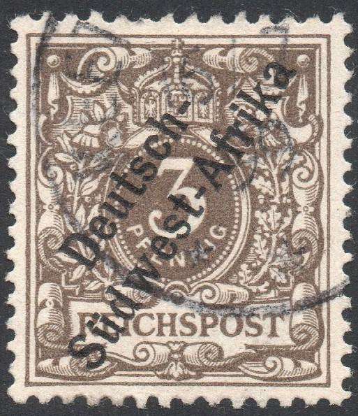 GERMAN SWA 1897 SACC1 3Pfg BROWN - VFU - CV R200