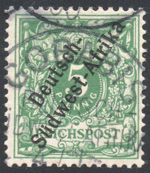 GERMAN SWA 1897 SACC2 5Pfg BRIGHT GREEN - VFU - CV R100