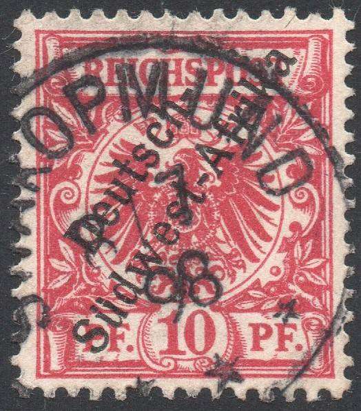 GERMAN SWA 1897 SACC3 10Pfg BRIGHT LILAC RED - VFU - CV R300
