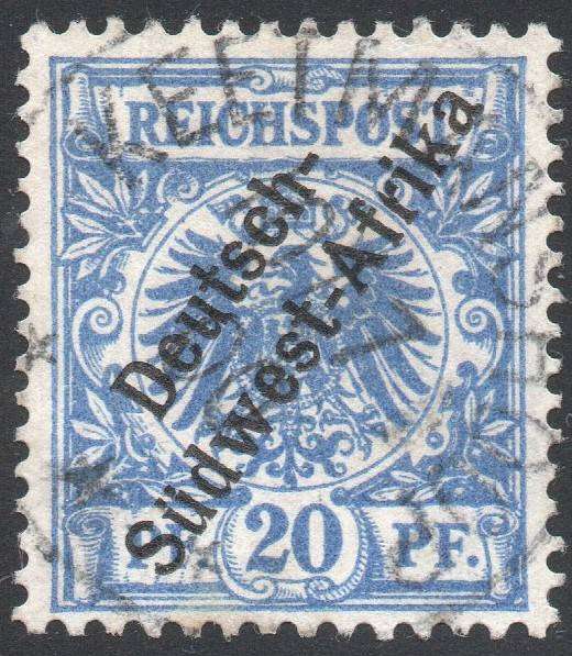 GERMAN SWA 1897 SACC4 20Pfg ULTRAMARINE - VFU - CV R110