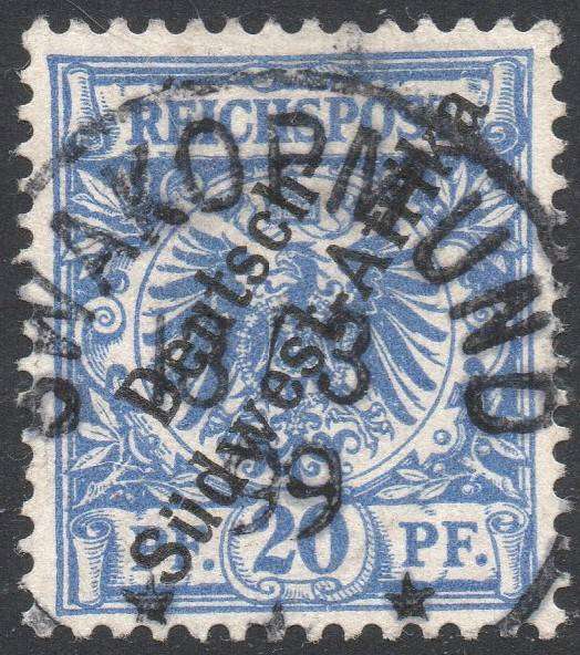 GERMAN SWA 1897 SACC4 20Pfg ULTRAMARINE - VFU - CV R110