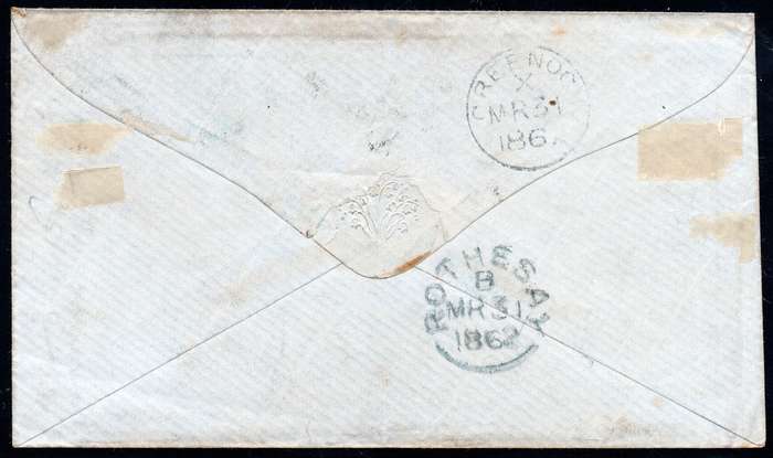 NATAL 1862 EARLY COVER NATAL TO SCOTLAND TIED WITH 3d BLUE PAIR(ROUGH PERF)(SACC11) - SCARCE