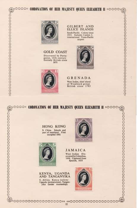 GREAT BRITAIN 1953 COMPLETE OMNIBUS CORONATION ISSUE IN SMALL ALBUM(34 pgs) - MM - SEE ALL SCANS