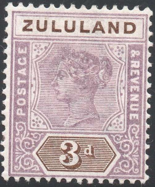 Zululand 1894-6 SACC17  3d MAUVE and OLIVE-BROWN  MM CV R140