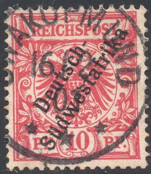 GERMAN SWA 1898 SACC9b 10Pfg DARK PINKISH RED - VFU - CV R6500