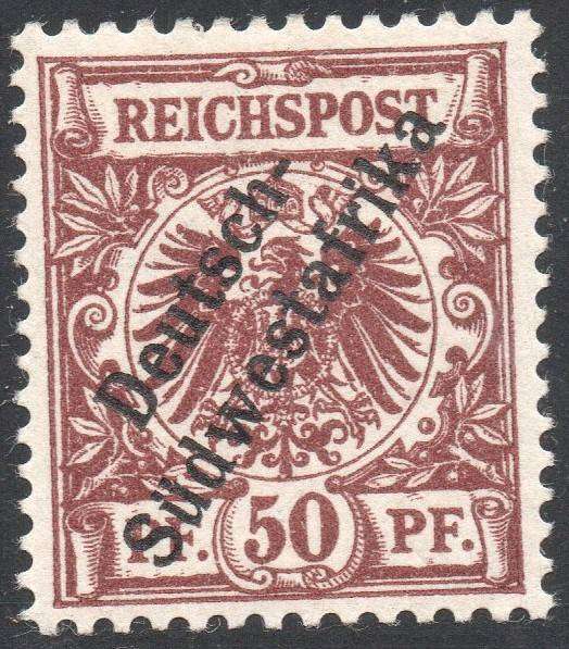 GERMAN SWA 1899 SACC12 50Pfg BRIGHT RED-BROWN - MM CV R300
