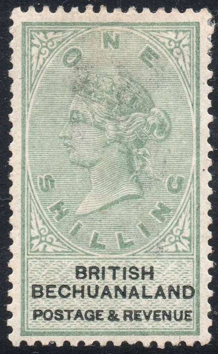 BECHUANALAND 1897 SACC15 1/- GREEN & BLACK MM CV R800