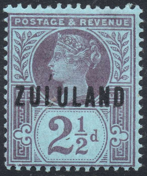 ZULULAND 1888-93 SACC4 2½d PURPLE ON BLUISH PAPER MM CV R1000