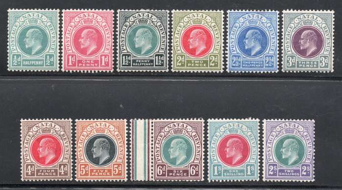 NATAL 1902-3 SACC109-119 ½d to 2/-SHORT SET TO 2s6d CV R2925