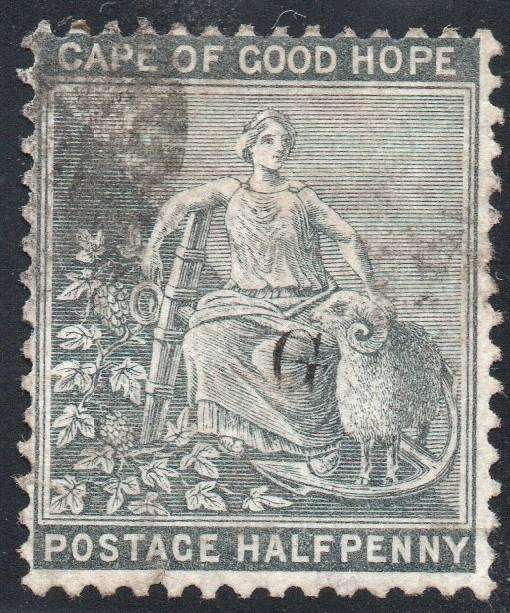 Griqualand West 4th PRINTING SG24 ½d Grey-Black with OVERPRINT TYPE 17 VFU  CV £11+(2017)