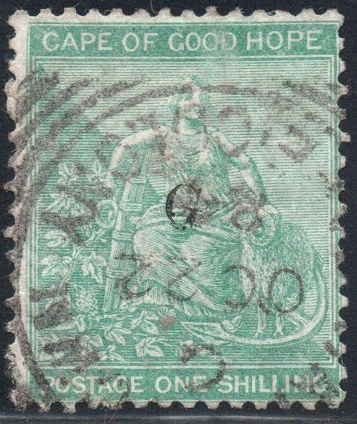 Griqualand West SG28 1/- GREEN - VFU with o/p type 17 - VFU