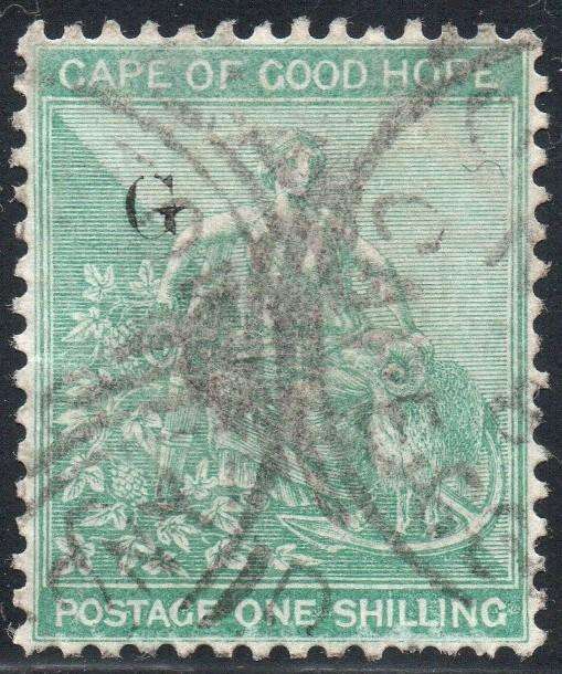 Griqualand West SG28 1/- GREEN - VFU with o/p type 17 - VFU