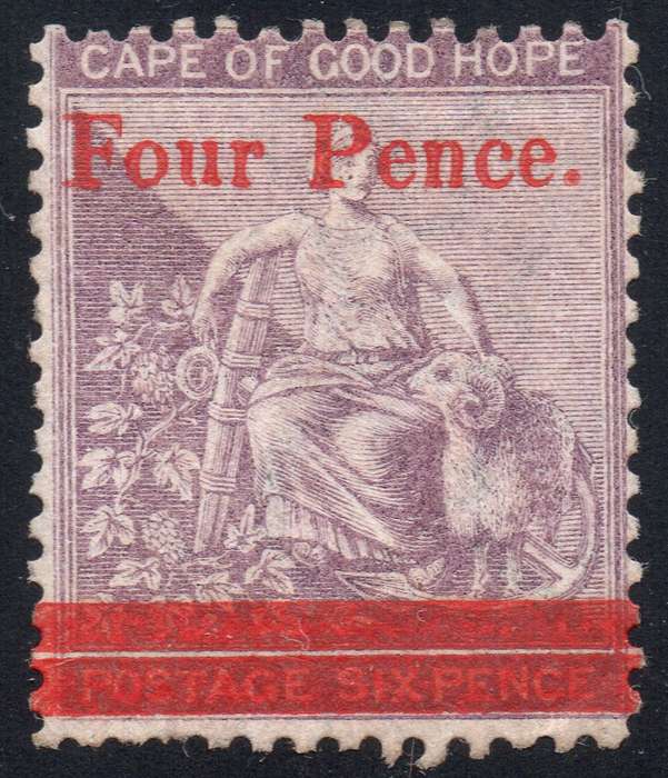 Cape of Good Hope 1868 : SACC22 : 4d on 6d DEEP LILAC VERY FINE MNG CV R14000