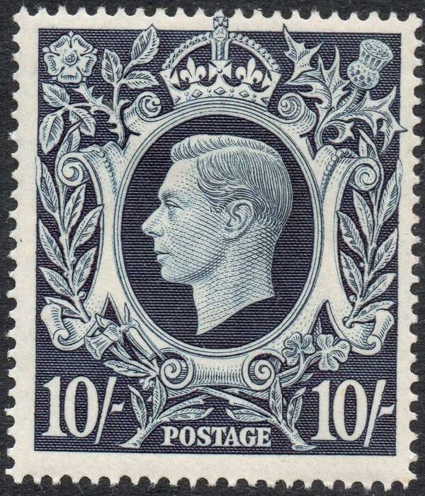 GREAT BRITAIN 1939 SG478 10/- DARK BLUE MM CV £260(2017)