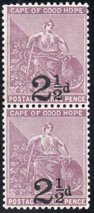 CAPE OF GOOD HOPE 1891 SACC50 2½d PALE MAGENTA PAIR - UM - CV R900