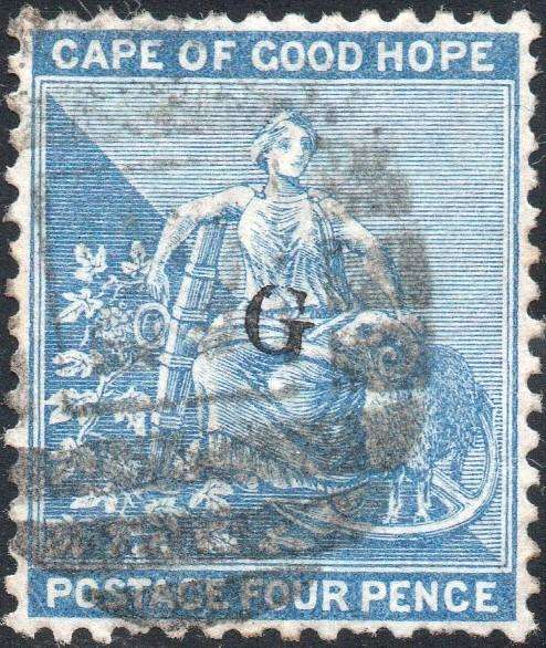 Griqualand West 4th PRINTING SG26 4d Deep Blue with overprint type 17 - VFU