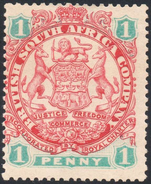 B.S.A.C/Rhodesia SACC29 1d Scarlet & Emerald -  LMM CV R1000