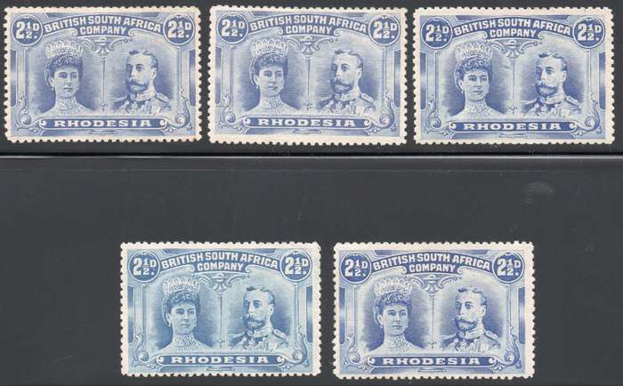 B.S.A.C. / RHODESIA - SACC131 // 133 : SHADES OF 2½ X 5 - VERY FINE LMM - SEE SCANS