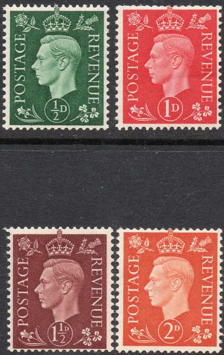 GREAT BRITAIN 1937-8 SG462a-SG465a ½d-2d WITH SIDEWAYS WATERMARK - MM CV £97(2017)